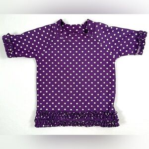 RUFFLE BUTTS Toddler Girl's‎ Purple Polka Dot Ruffle Rash Guard Swimwear Size 2T